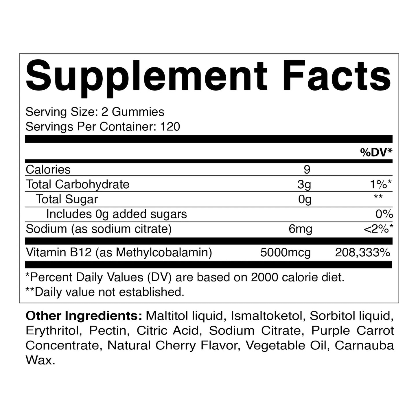 Gomitas De Vitamina B12 5000 Mcg 240 Unidades Sabor Cereza Natural Vegano