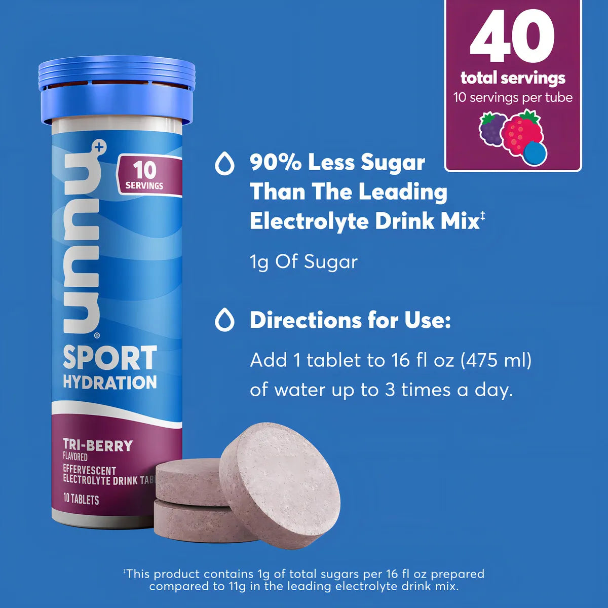 Nuun Sport Tabletas Hidratación Veganas 5 Electrolitos 28 G Con Cafeína 6 Sabores
