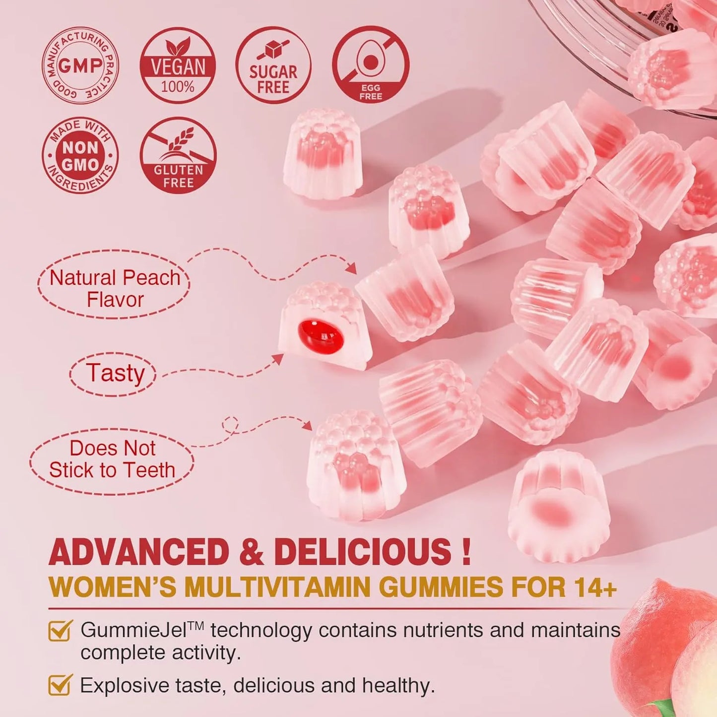 Gomitas Multivitaminicas Sin Azucar Con Omega3 Para Mujer Piel Cabello Uñas
