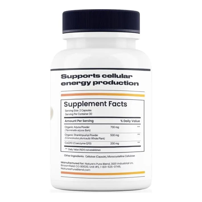 Coenzima Q10 Natural Con Arjuna Y Shankhpushpi Soporte Cardiaco Y Energía