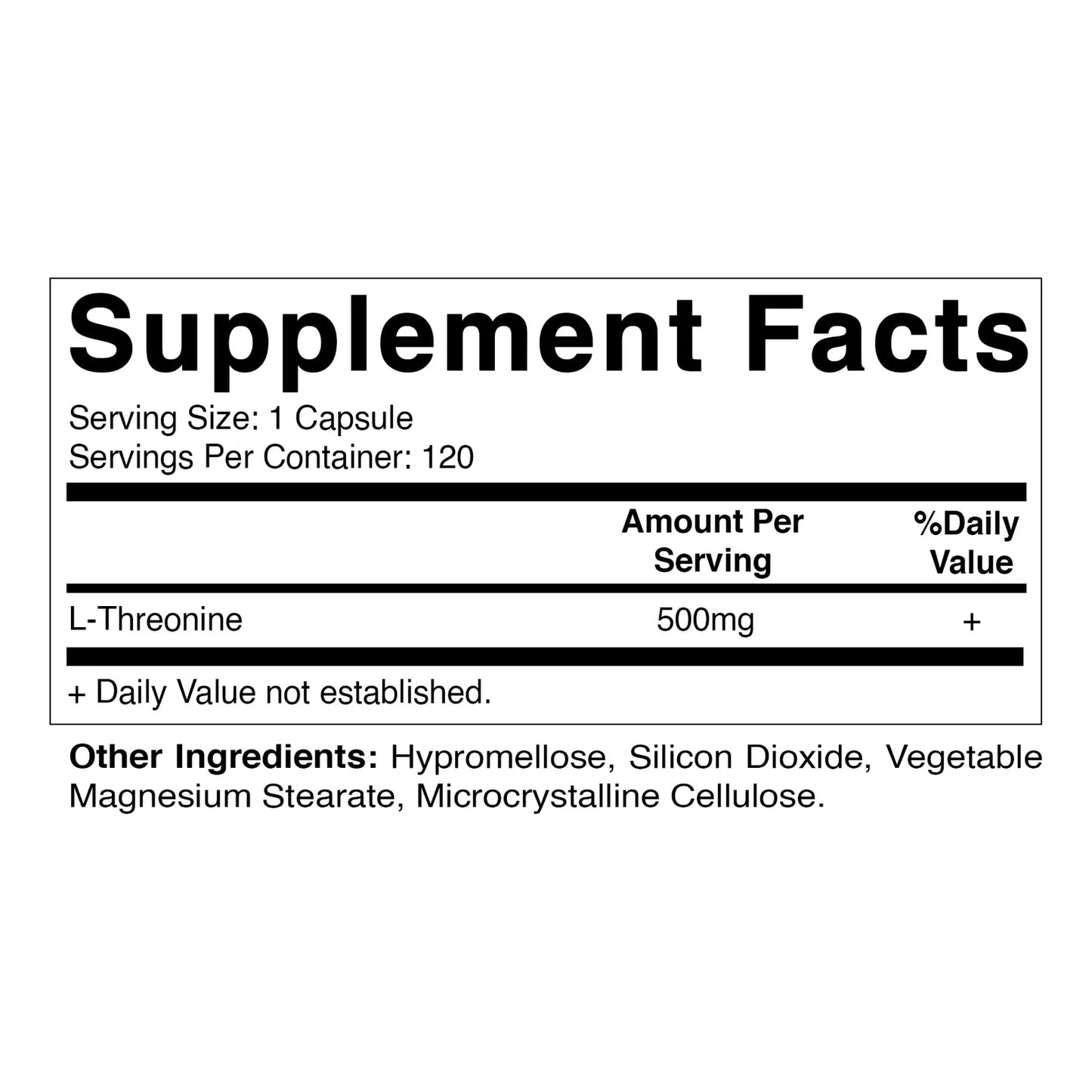 L Treonina 500 Mg 120 Capsulas Vegetales Funcion Hepatica Y Muscular