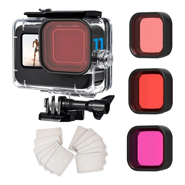 Funda Impermeable Go Pro Hero 12/11/10/9 Con 3 Filtros Y Antivaho
