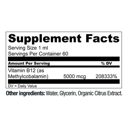 Vitamina B12 Sublingual Líquida Metilcobalamina 5000 Mcg Energía Y Memoria