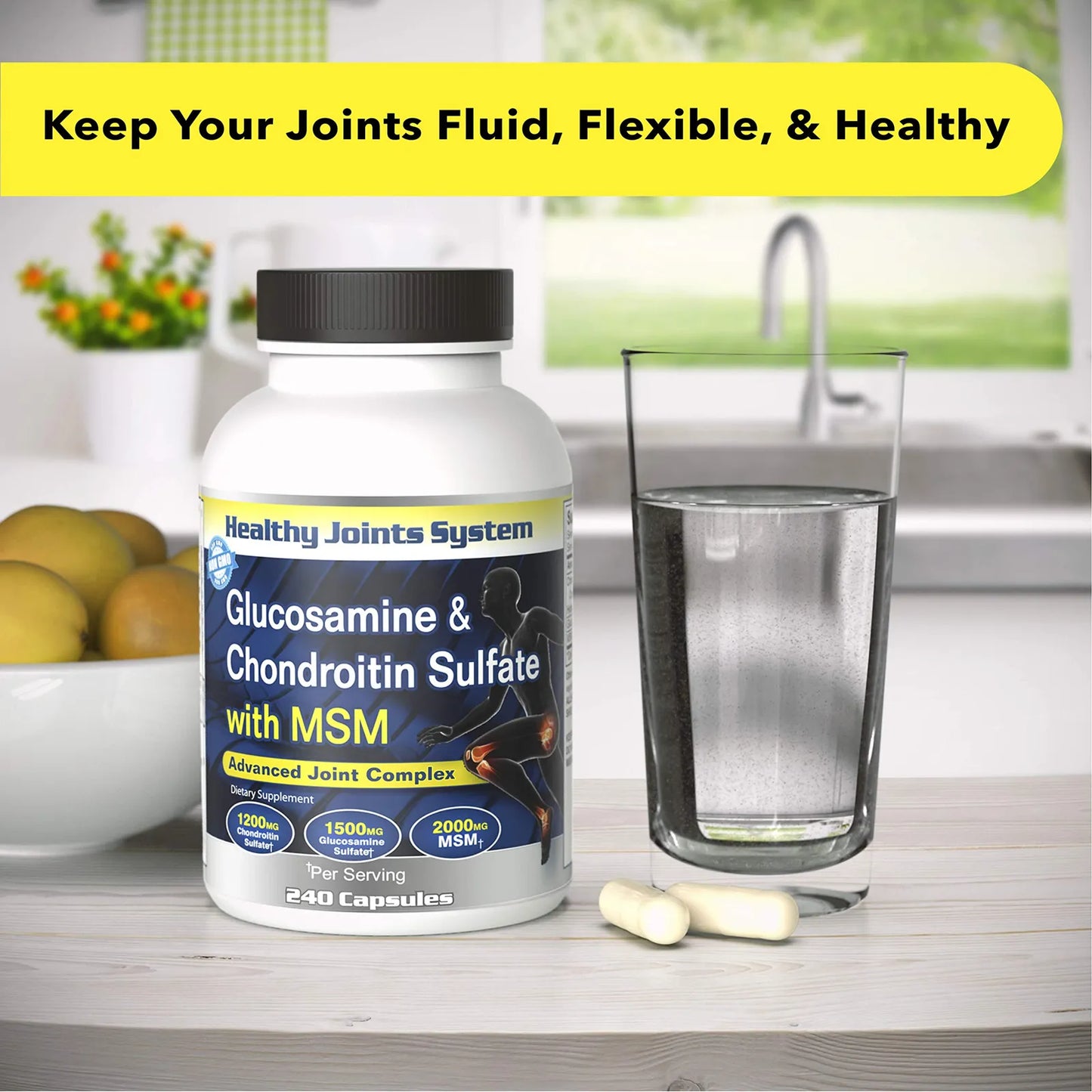 Healthy Joints System Glucosamina Condroitina MSM Suplemento Articulaciones 240 Tabletas