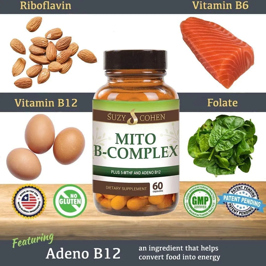 Complejo Mito B 5 Mthf Adeno B12 Suzy Cohen Soporte Metilación Energía