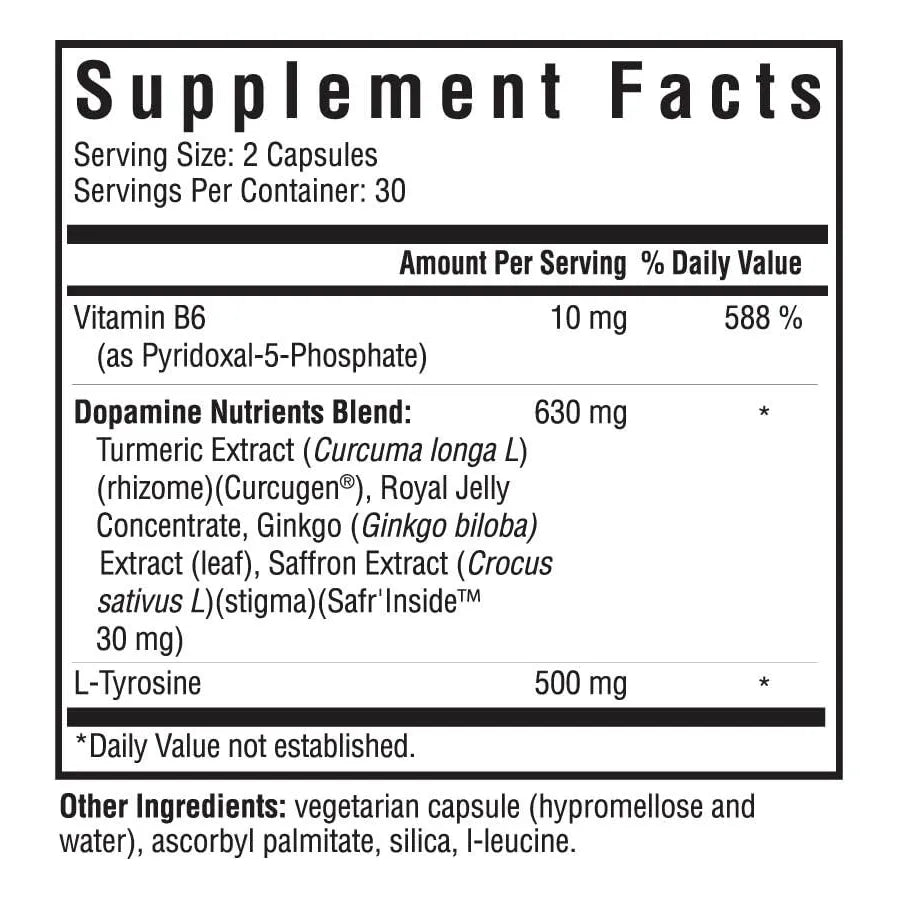 Suplemento Dopamina Energía Antioxidantes 60 Cápsulas Vegetariano