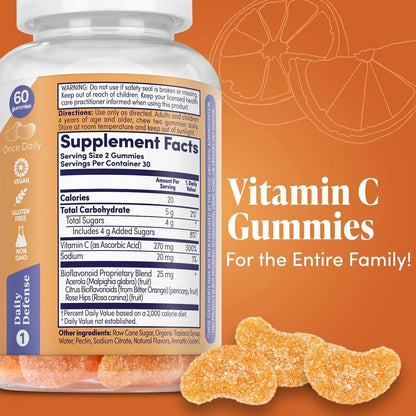 Gomitas Naranja Vitamina C Refuerzo Inmunologico Adultos Y Niños 60 Unidades