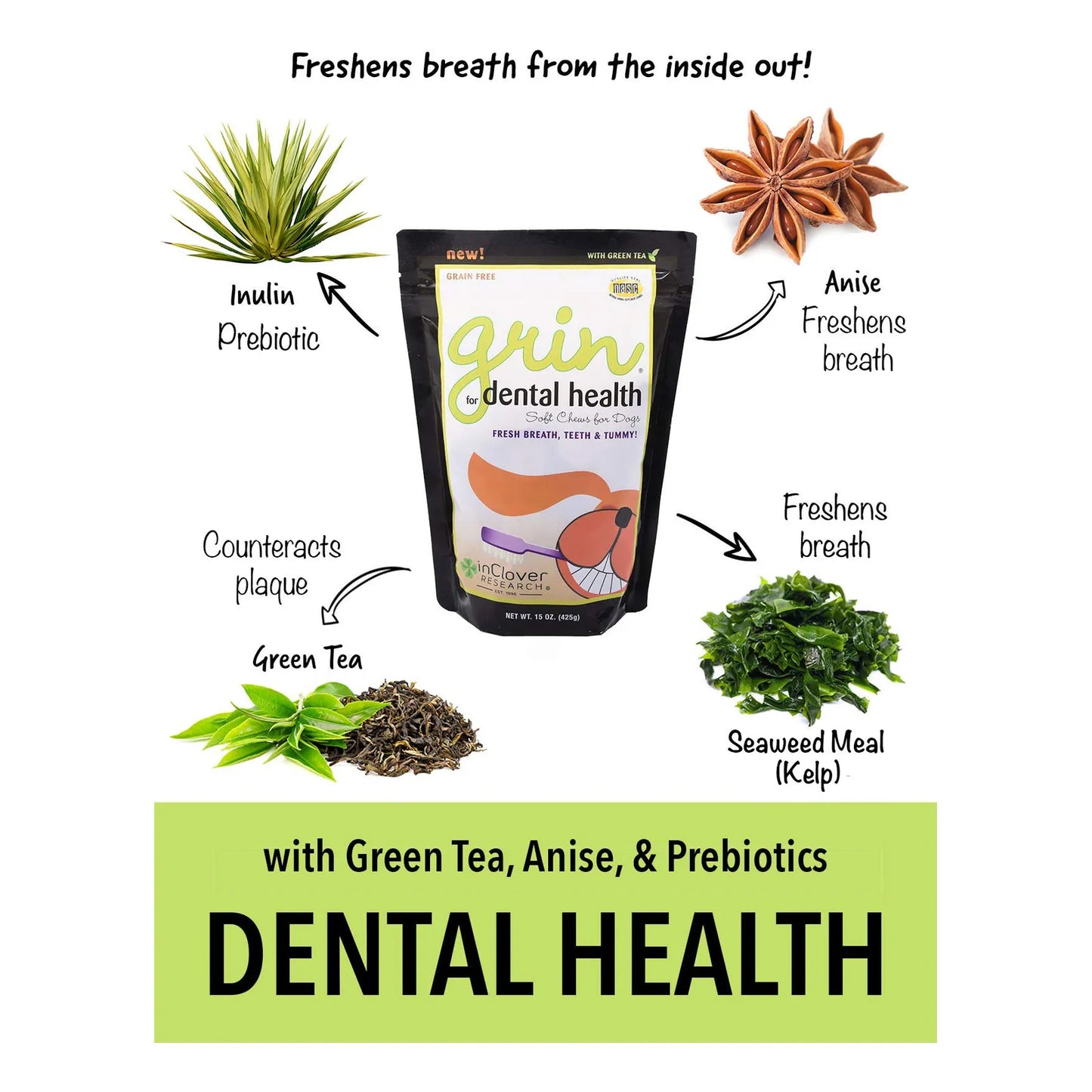 Masticables Dentales Clover Grin Para Perros Elimina Placa Y Mal Aliento Naturalmente