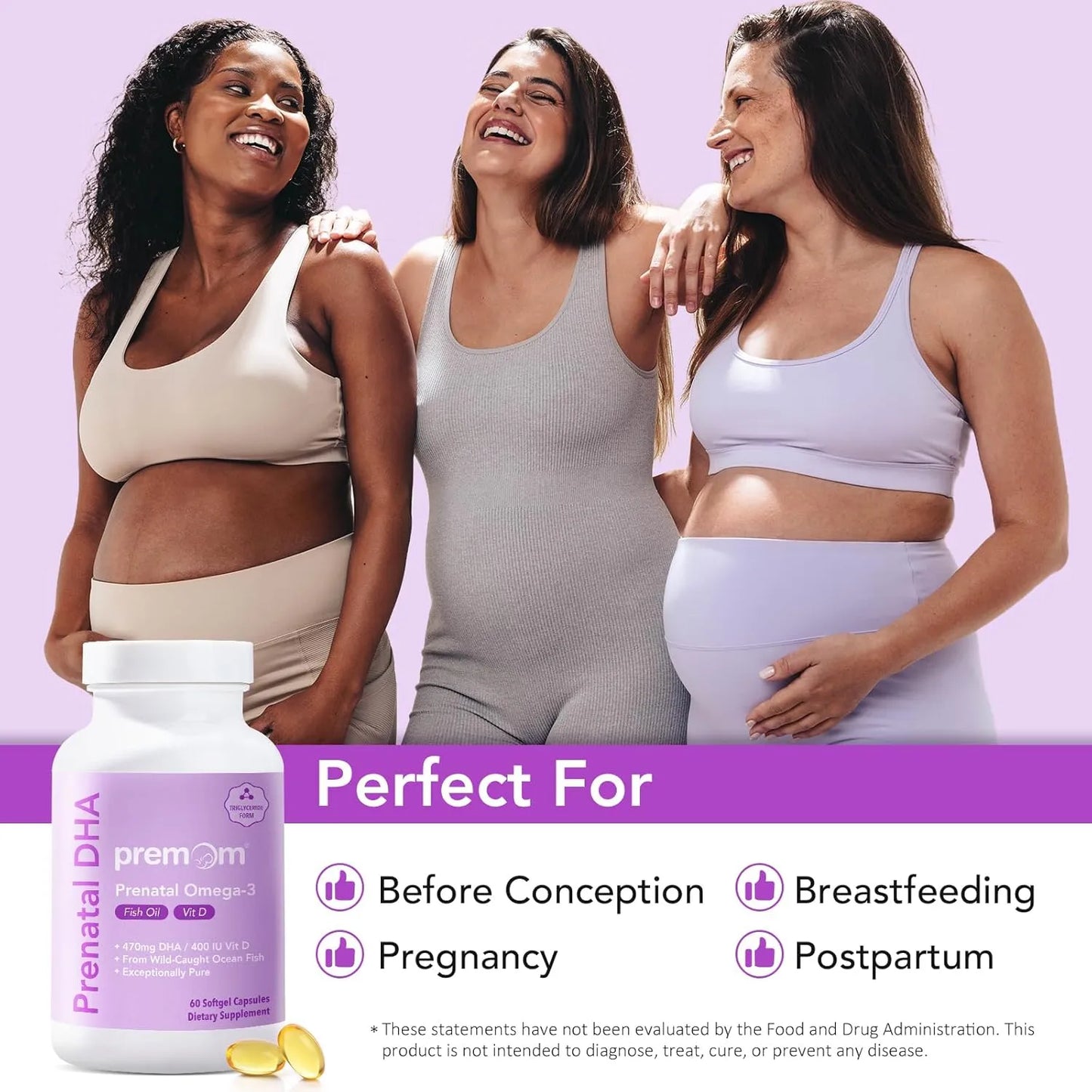 Aceite De Pescado Prenatal DHA Con Vitamina D Omega 3 EPA Suplemento Fertilidad Y Embarazo