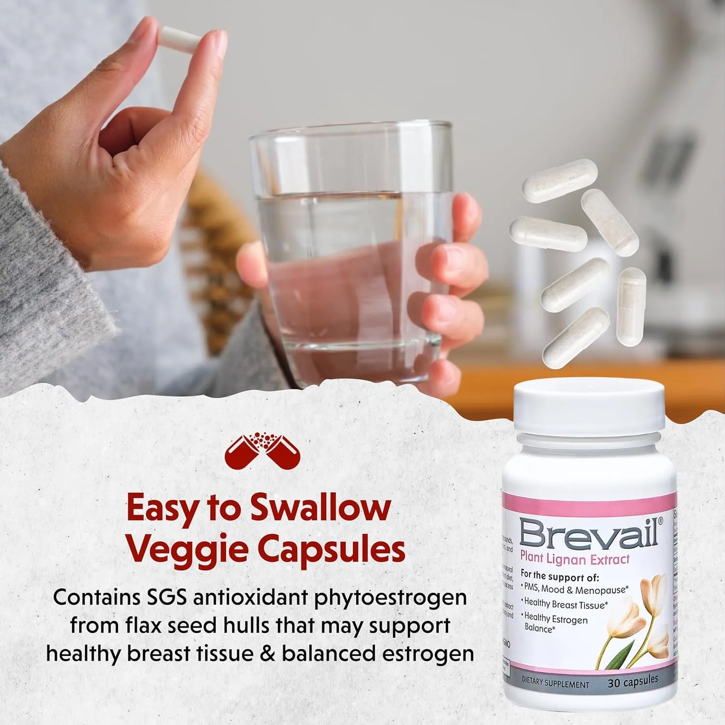 Cápsulas De Extracto De Lignano 50 Mg Brevail Para Salud Mamaria Y Hormonal