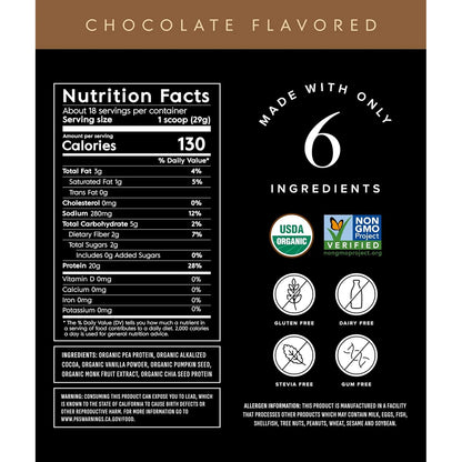 Proteina De Guisante En Polvo Chocolate Organico Truvani 20g Vegana Keto Sin Gluten