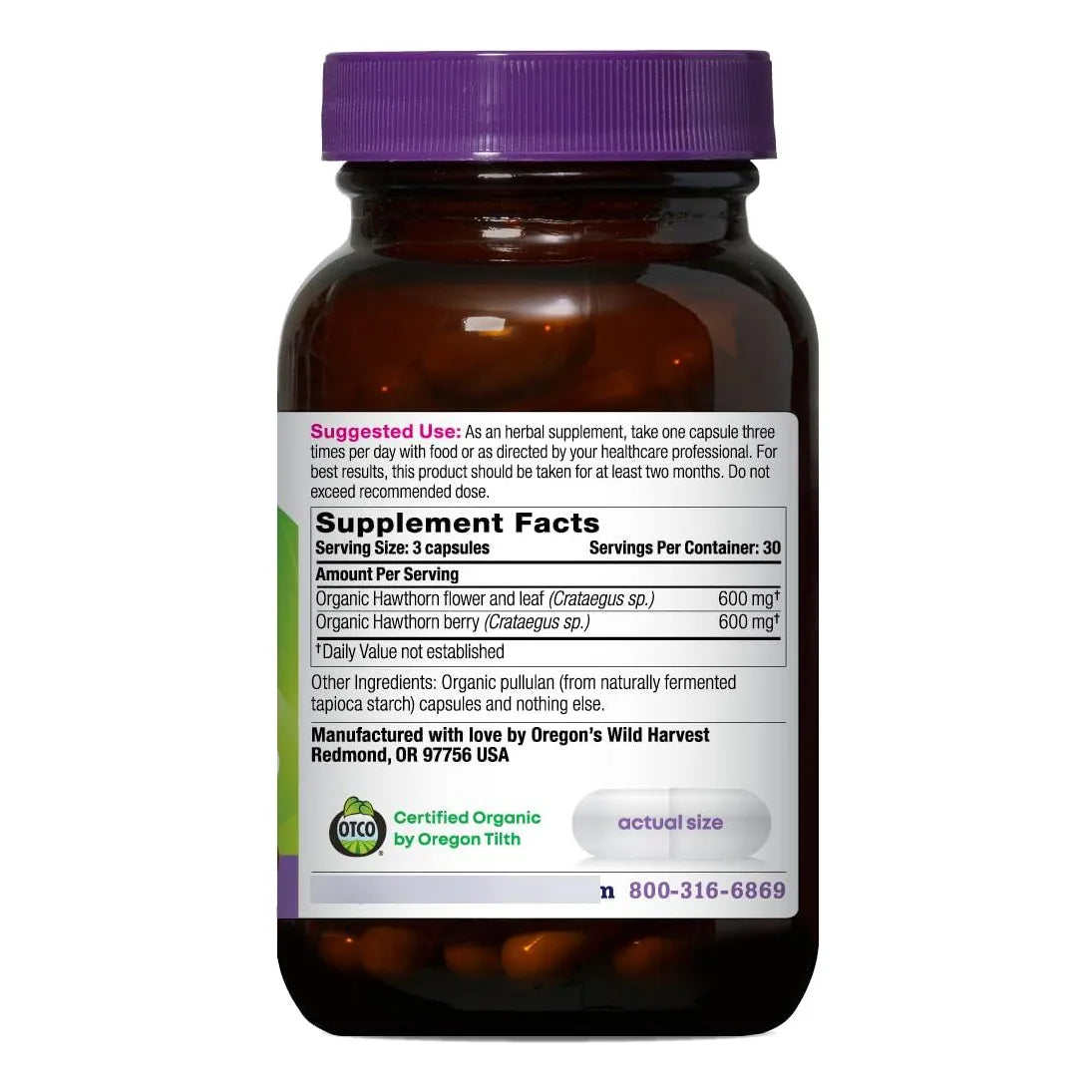 Cápsulas De Espino Orgánico Certificado 1200 Mg 90 Unidades Oregon's Wild Harvest