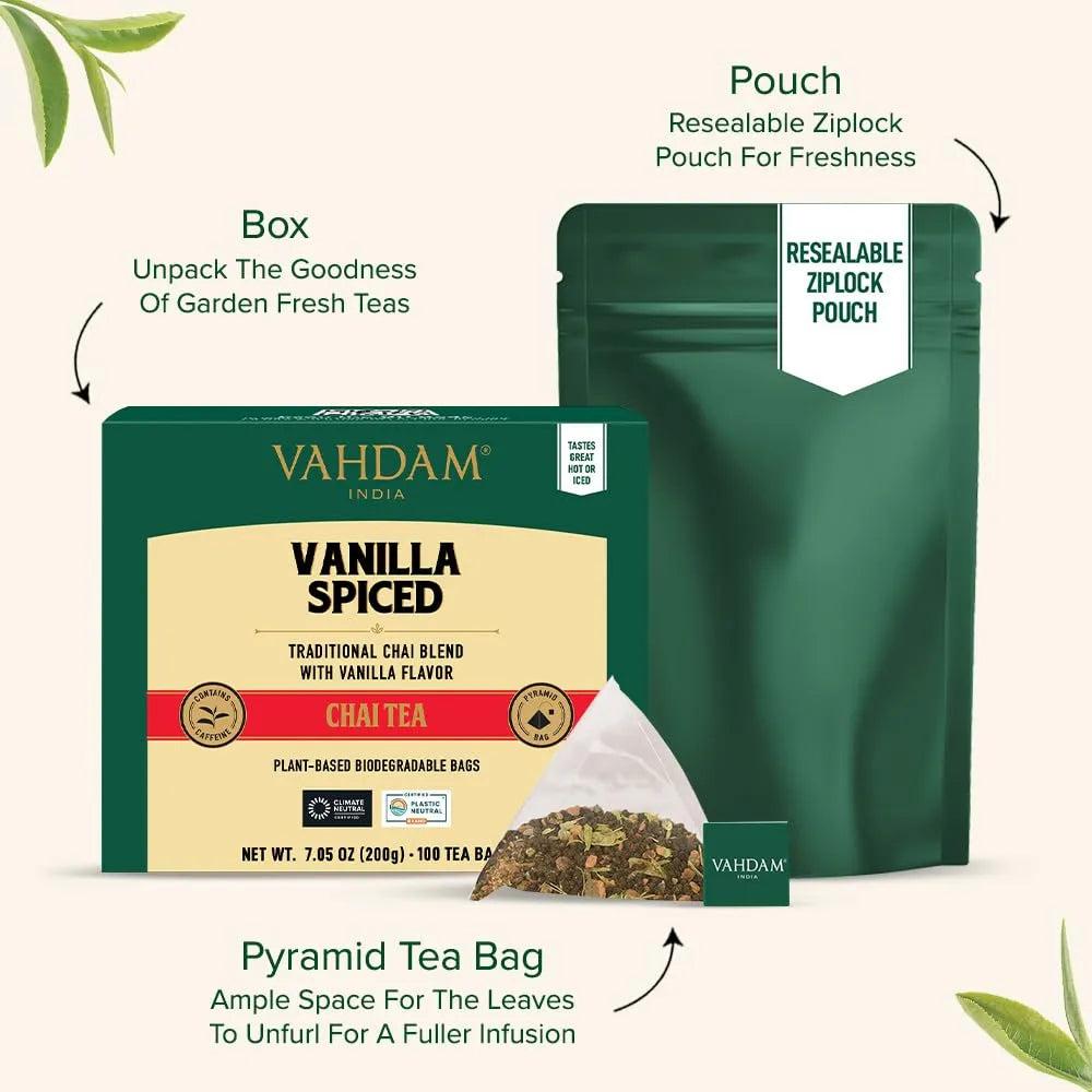 Té Chai Masala Con Especias Y Vainilla 100 Bolsitas Mezcla Premium