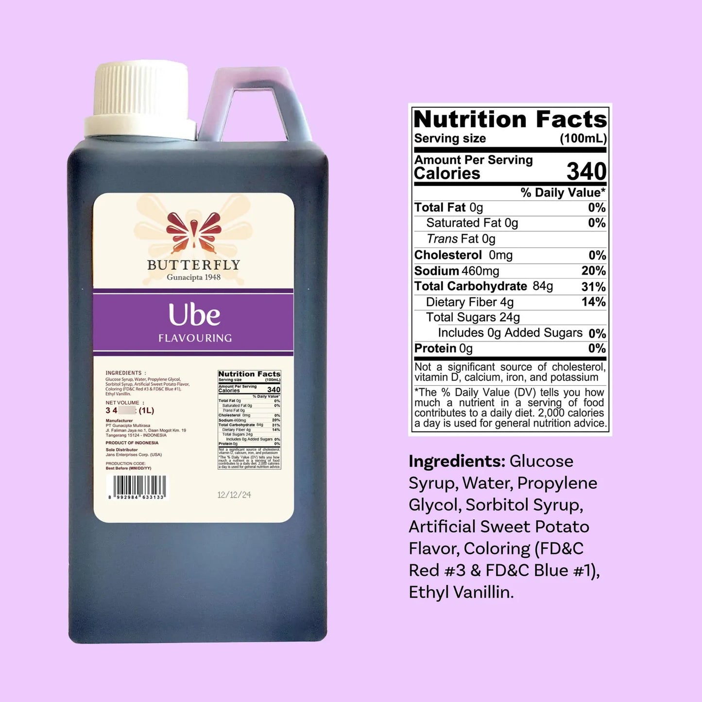 Extracto Aromatizante Ube 1 Litro Sabor Auténtico Filipino Color Vibrante