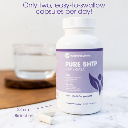 Pure 5 HTP Plus GABA Suplemento Para Sueño Estado De Ánimo Y Estrés 60 Cápsulas