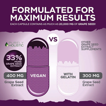 Extracto De Semilla De Uva 20000 Mg 250 Cápsulas Veganas 95 Polifenoles