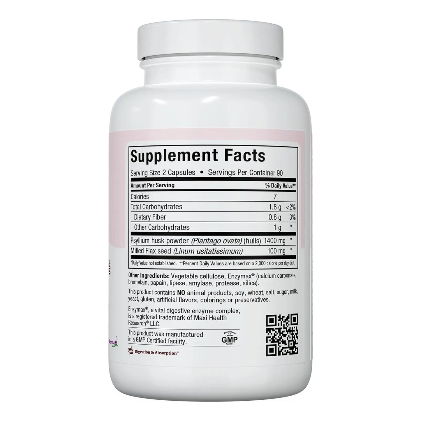 Fibra Diaria Capsulas 180 Unidades 1500 Mg Cascara Psyllium Suplemento Digestivo