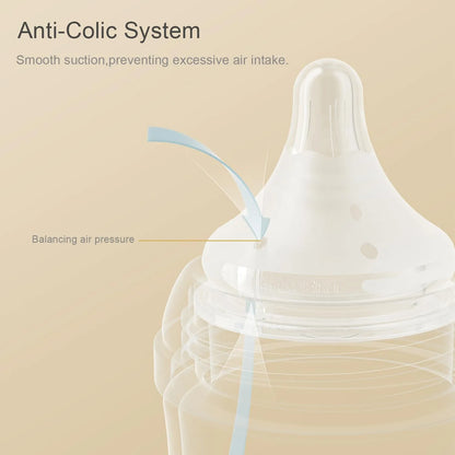 Biberones De Vidrio Natural Pack 4 Para Lactancia Materna Pezón Anticólico Y Flujo Lento