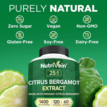Extracto De Bergamota Citrica 1400 Mg 251 120 Capsulas Nutrivein Suplemento Premium