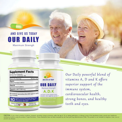 Suplemento Vitamina A D3 K7 MK7 Huesos Fuertes Sistema Inmune Cápsulas