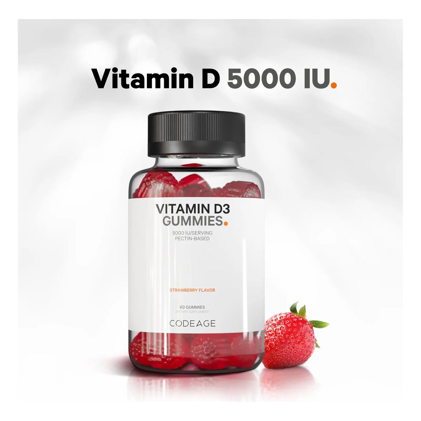 Gomitas De Vitamina D3 5000 Ui Sabor Fresa Pectina Sin Gelatina Animal