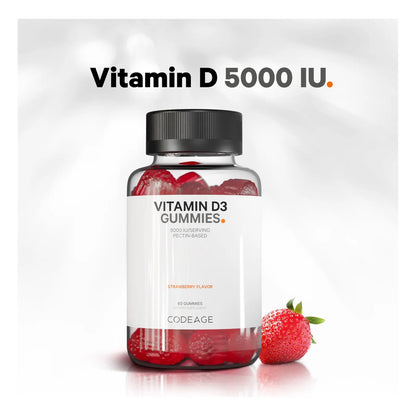 Gomitas De Vitamina D3 5000 Ui Sabor Fresa Pectina Sin Gelatina Animal
