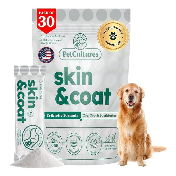 Suplemento Piel Y Pelaje Perros Aceite Pescado Y Salmon Polvo Omega 3 Probióticos