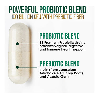 Probióticos 120 Mil Millones UFC Salud Digestiva y Vaginal Suplemento Natural