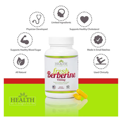 Berberina Fresca 450 Mg 60 Capsulas Suplemento Natural Sin Conservantes