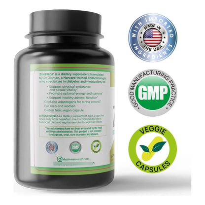 Dr Zisman ZINERGY Potenciador Natural De Energia 60 Capsulas Aumenta Vitalidad