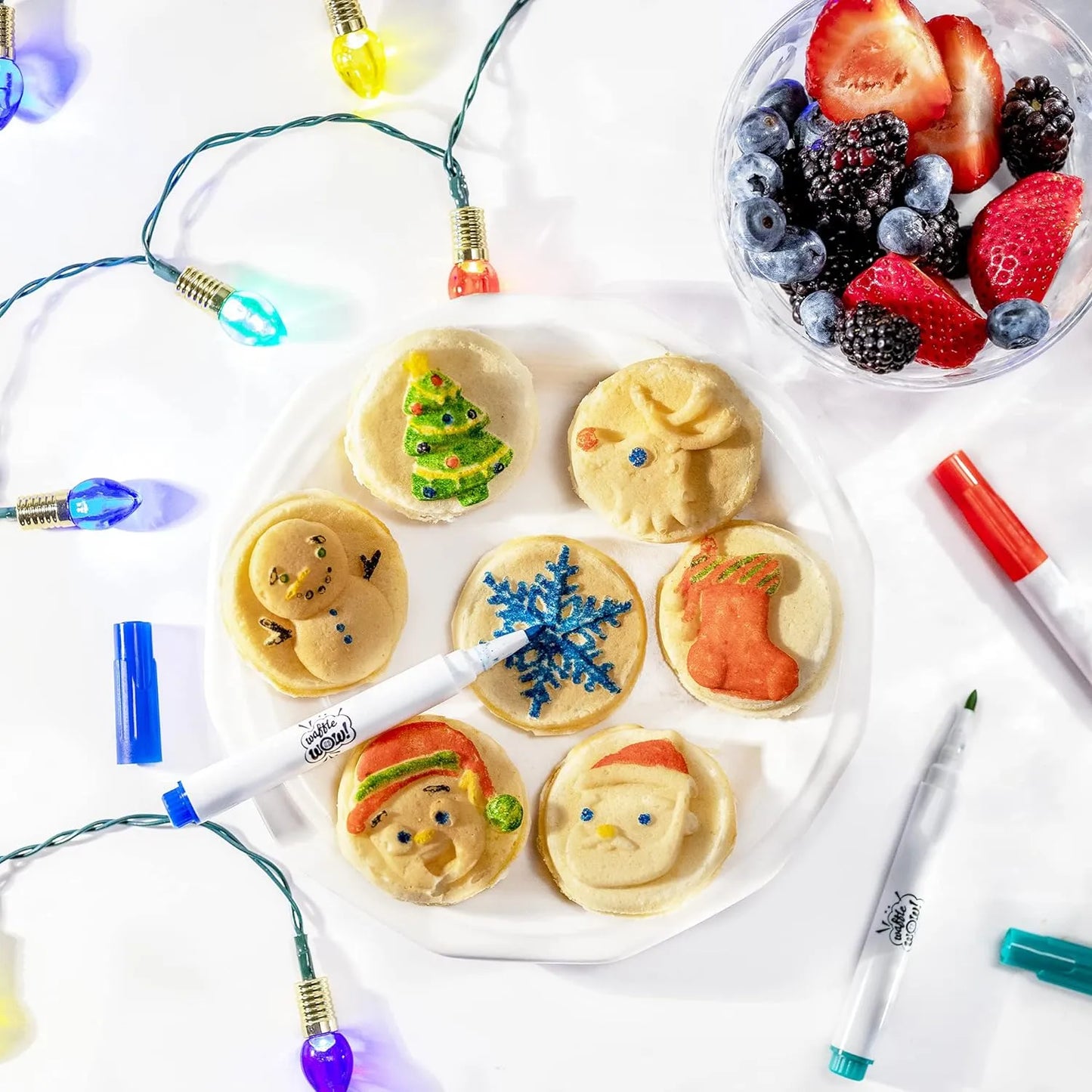Wafflera Figuras Navideñas Con 6 Marcadores Comestibles Diversión Familiar