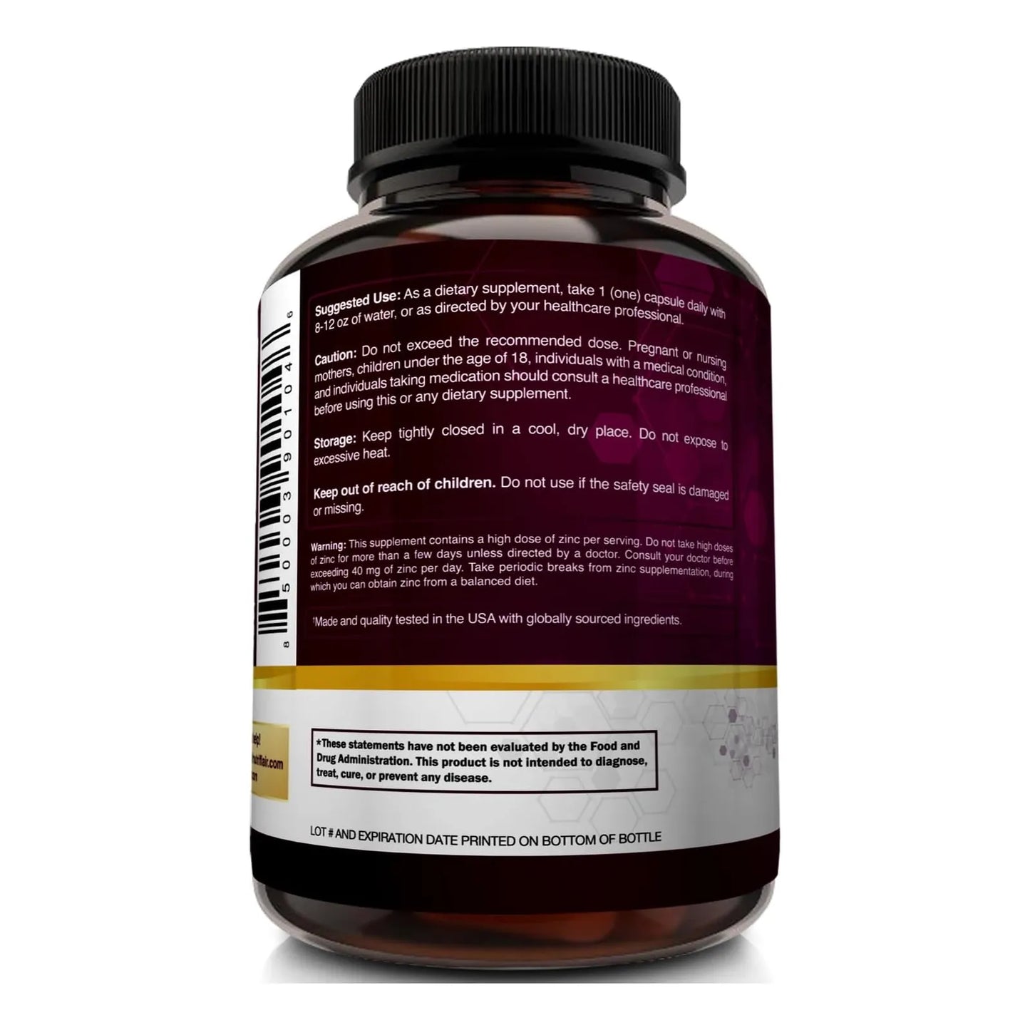 Picolinato De Zinc 100 Mg 120 Cápsulas Veganas Alto Absorción Usa