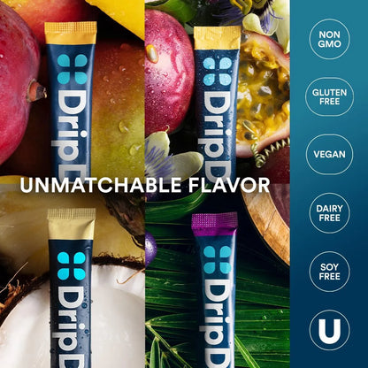 Electrolitos En Polvo Sabor Mango Acai Fruta De La Pasión DripDrop Hydration 32 Unidades