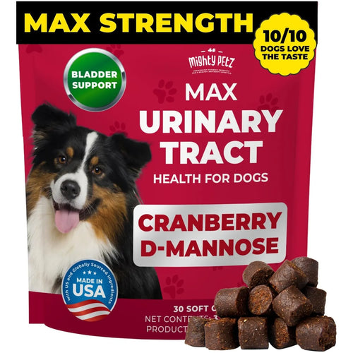Mighty Petz Max Arándano Tratamiento UTI Canino Suplemento Urinario Con D Manosa