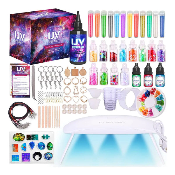 Kit Resina Epoxi Principiantes Moldes Silicona Luz UV Joyas Personalizadas
