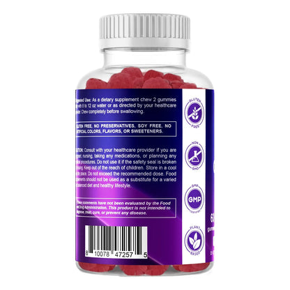 Gomitas 5 HTP 200 Mg Con B6 Sin Azucar Sabor Bayas 60 Unidades Veganas