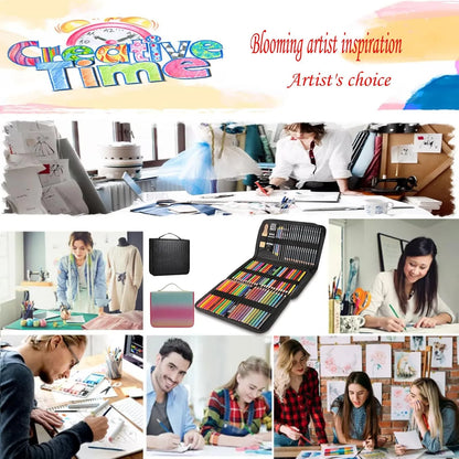 Kit De Dibujo 78 Piezas Profesional Con Cuaderno 3 Colores Y Estuche