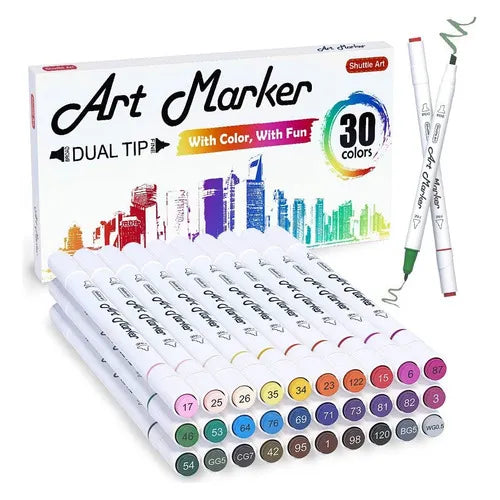 Marcadores Permanentes 30 Colores Punta Fina Shuttle Art Para Arte Y Lettering Profesional