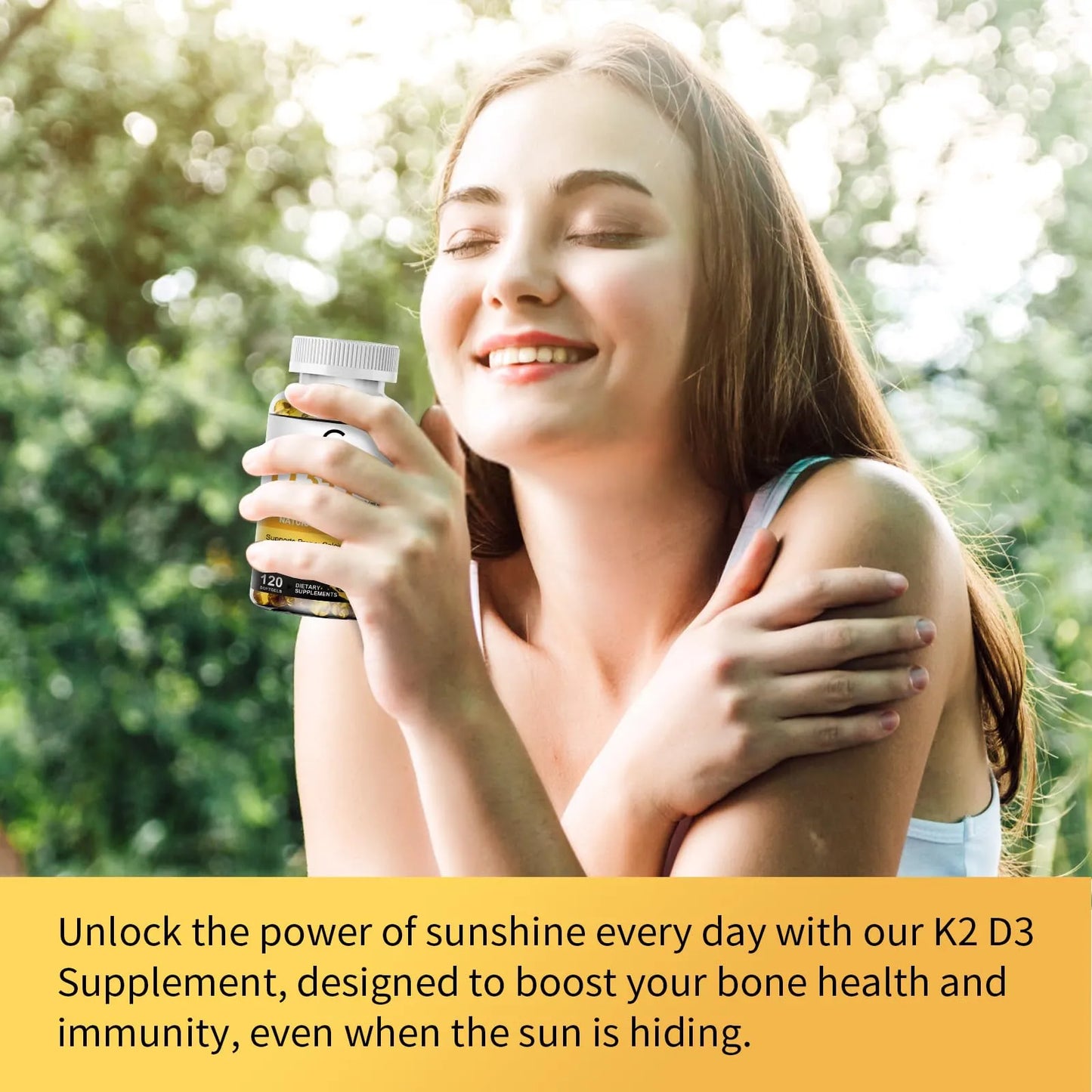 Suplemento Vitamina D3 K2 5000 Ui 200 Mcg Con Aceite De Coco 120 Cápsulas