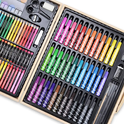 Juego De Arte 130 Piezas Estuche Madera Kit Profesional Para Niños Y Adultos