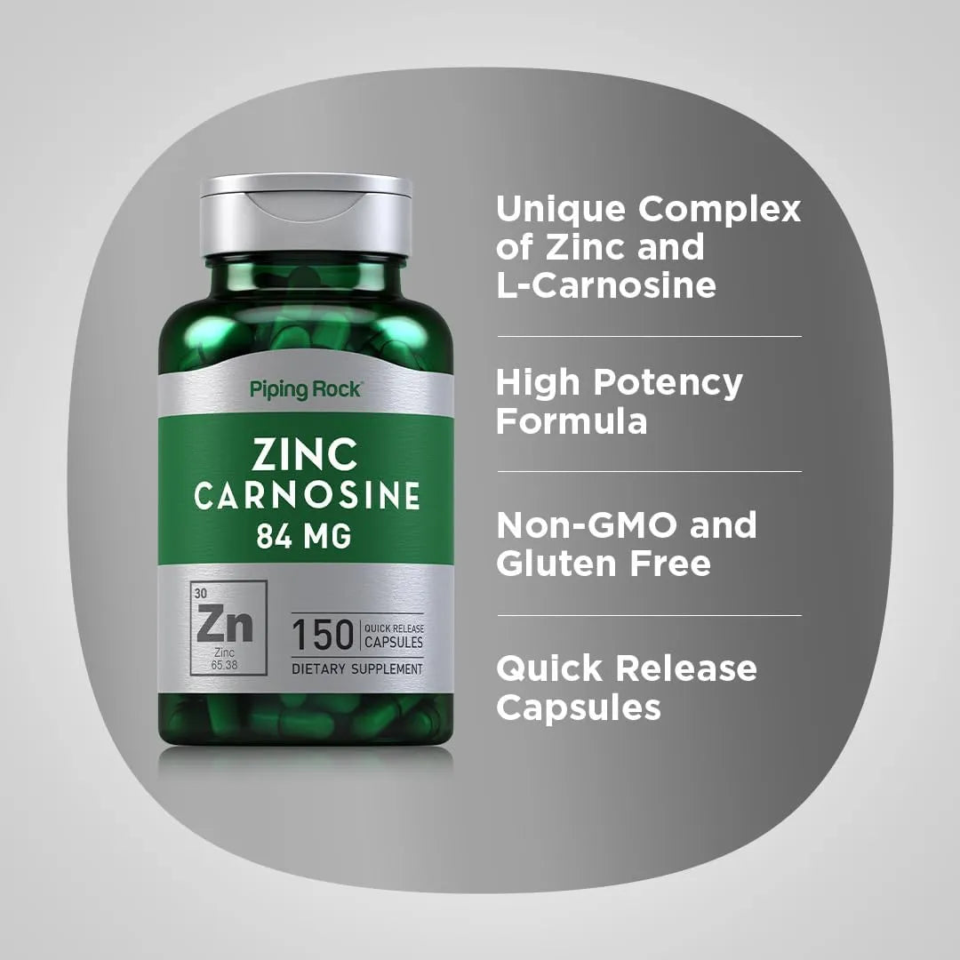 Zinc Y Carnosina 84 Mg 150 Capsulas Suplemento Alimenticio Sin Gluten