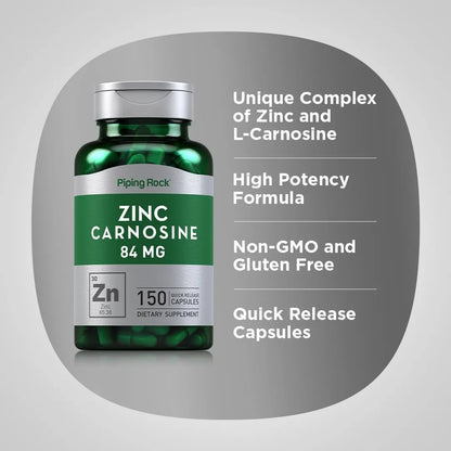 Zinc Y Carnosina 84 Mg 150 Capsulas Suplemento Alimenticio Sin Gluten