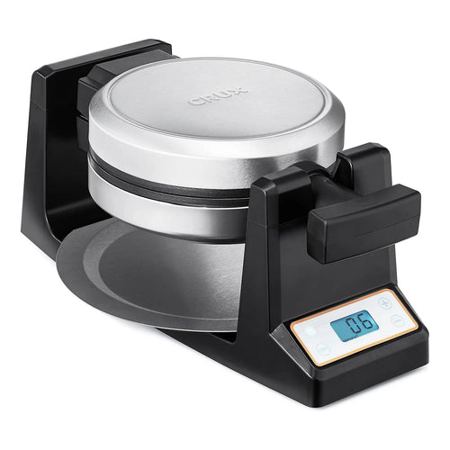 Gofrera Belga Giratoria CRUX Con Platos Antiadherentes Pantalla LCD Y Control De Dorado