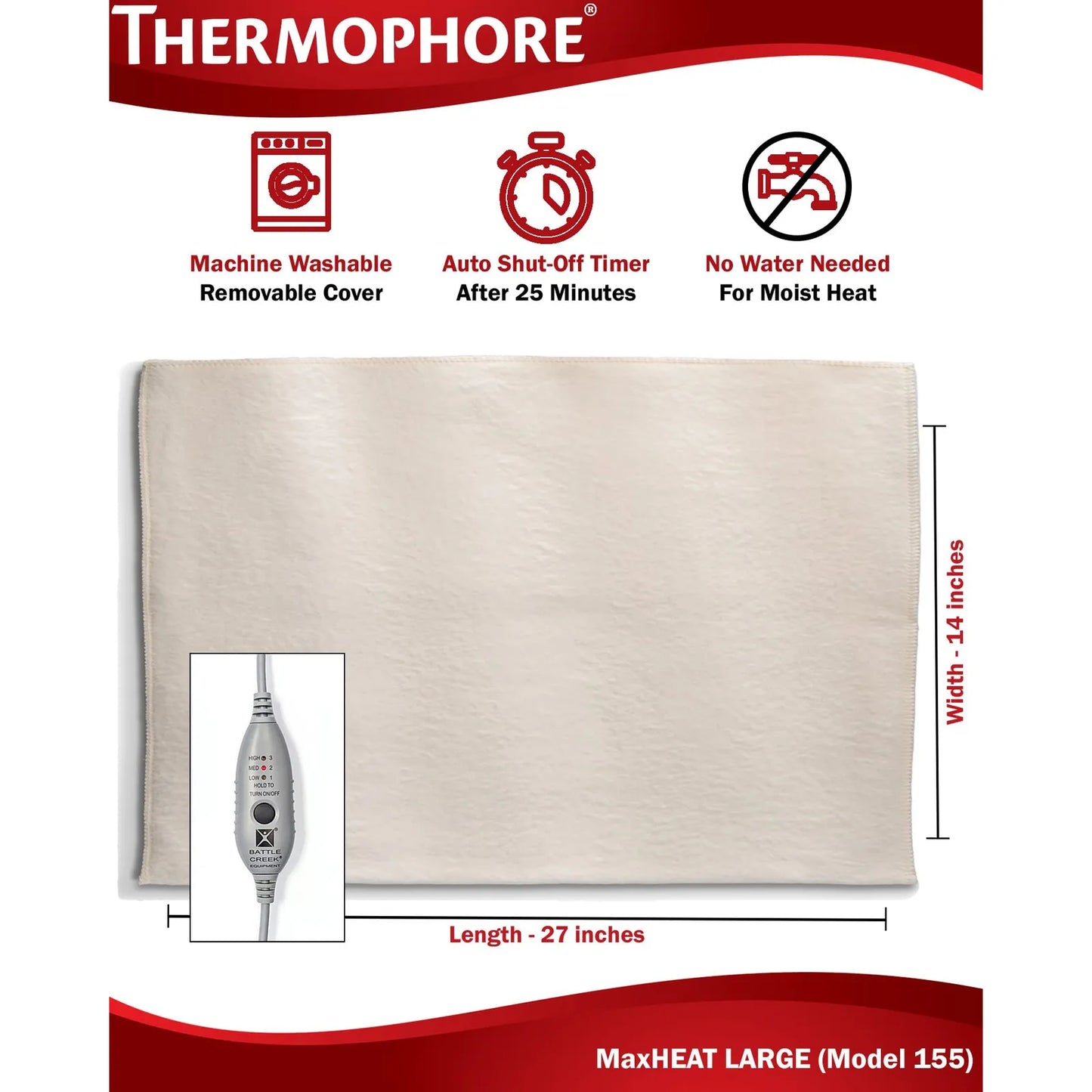 Almohadilla Terapéutica Para Artritis 155 Cm Calor Húmedo Intenso Alivio Dolor