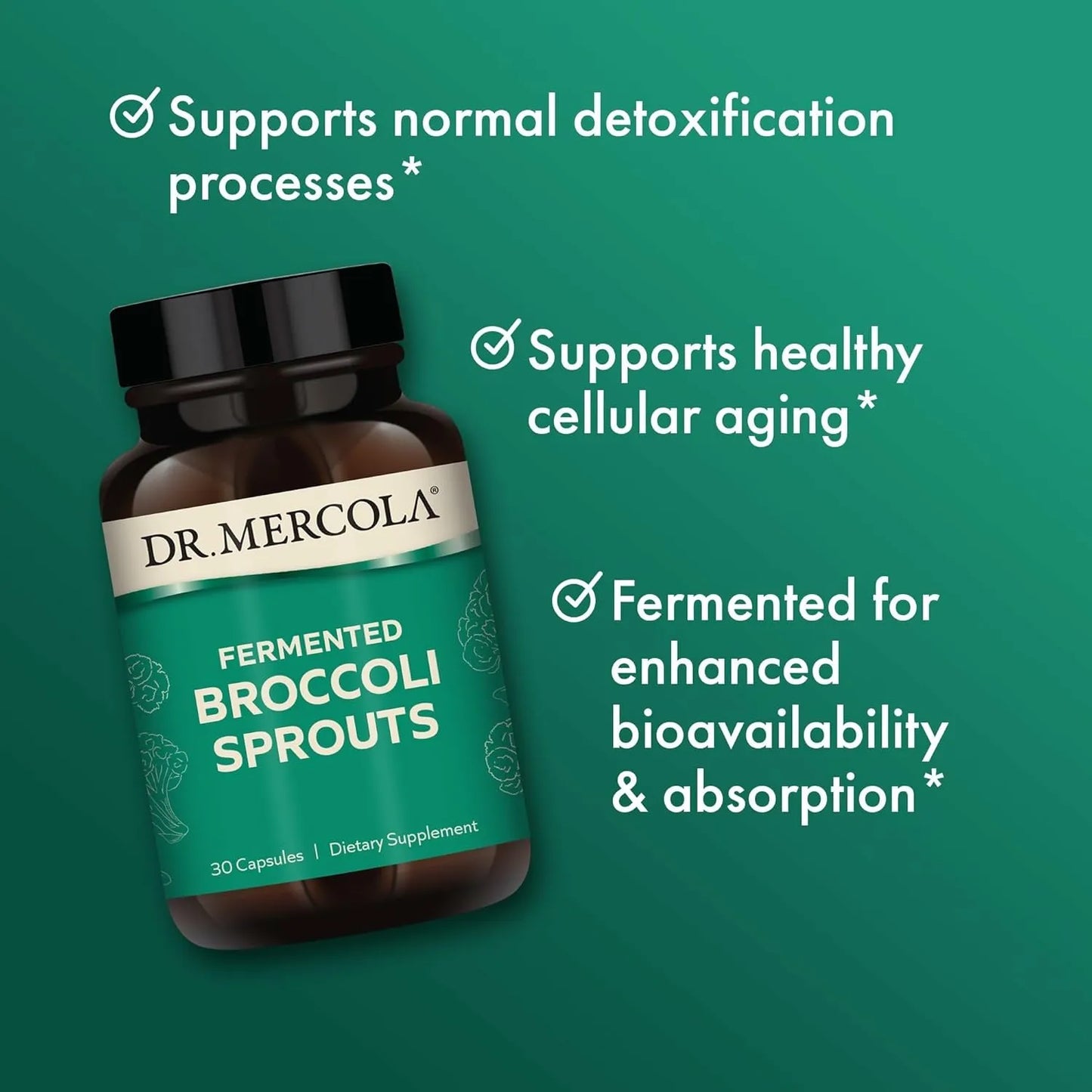 Brotes De Brócoli Fermentados Dr Mercola 30 Cápsulas Suplemento Detox