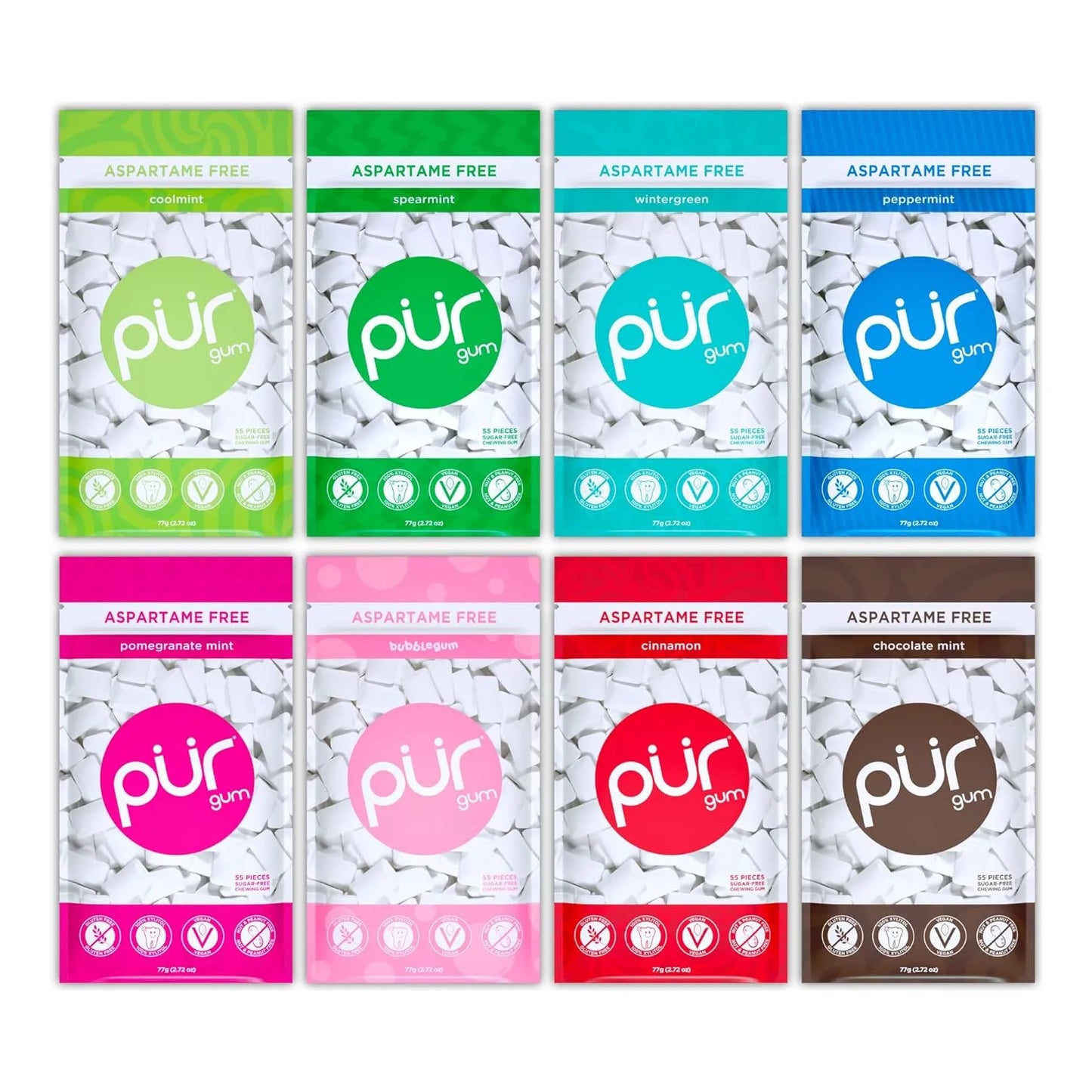 Chicles Pur 100 Xilitol Veganos Sin Azucar 55 Unidades Surtidas