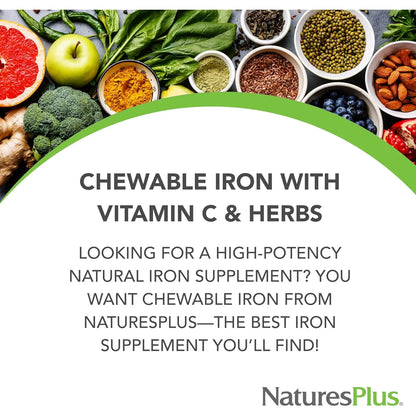 Hierro Masticable Sabor Cereza NaturesPlus 90 Tabletas Pack Doble Energía Natural
