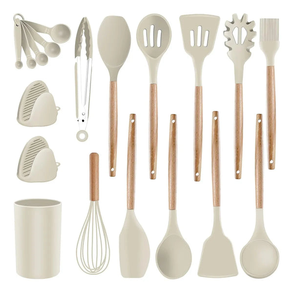 Juego Utensilios Cocina Silicona 5 Piezas Antiadherentes Y Resistentes Al Calor