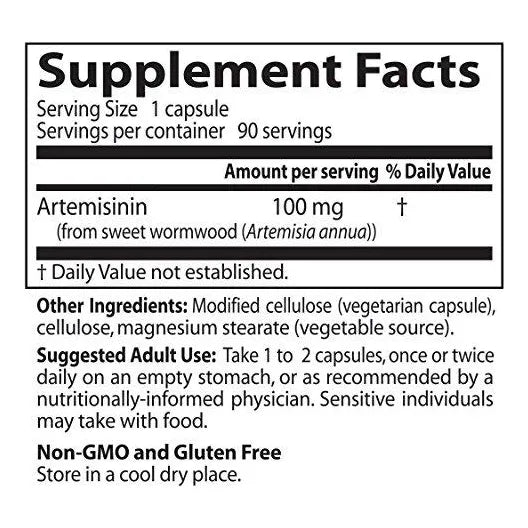 Artemisinina Pura 100 Mg 60 Cápsulas Apoyo Inmunológico Vegano