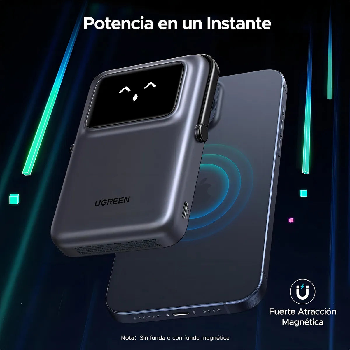 Ugreen Power Bank Inalámbrico 10000mah 20w Pd 7.5w Qi 45327 Color Plateado - Imagen 3